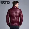 Ursporttech Marka Jesień Zima Światła W dół Kurtka męska Moda Krótki Duży Lekki Młodzież Slim Slim Big Size 3XL G1108