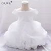 Bébé fille robe perles fleur fête robes de mariée filles baptême 1er anniversaire Vestidos né dentelle pour 210508