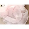 Doll Collar Girls Dress Summer Boutique Teenager Girl Princess White Flowers Birthday Wedding Party 210529