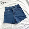 Syiwidii Jean Shorts for Women Sweatshorts Plus Size White Black Blue Clothing Denim High Waist Casual Solid Summer Fashion 210417