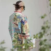 Frühling und Herbst Langarm Polo Bluse frauen Lose Chinesischen Stil Spleißen Retro Gedruckt Hemd Frauen Plus Größe Frauen shirts H1230