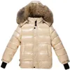 Downjacket Children Boy'snatural Fur Collar Odpinany - 30 stopni Zima zimna kurtka 210916
