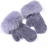 Перчатки без пальцев вязаные вязаные натуральные моды с пальцами женская зимняя перчатка меховая манжета теплые женщины подлинные