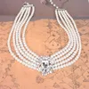 HOWAWAY 2020 new Hepburn theme party round imitation pearl collar necklace multi-strand collar 20s necklace accessories X0707