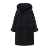 Vintage mujeres gruesas cálidas X-Long Dwon abrigos nieve invierno moda damas elegantes chaquetas de piel de zorro real niñas Chic Parkas lindo 210427
