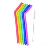 High Temperature Resistant Silicone Straw Drink Freely Large Straws Reusable Bent StrawBar Tool T500688