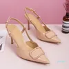 Ventes chaudes-Top Qualité femmes chaussures Talons Hauts Sandales Couleur Nude Pointu Sandale Mode Banquet Styliste Chaussure Dames Robe Chaussures Clouté Leat