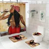 African women's carpet 4-piece set curtain toilet seat cover floor mat bathroom non slip shower2085