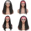 afro Kinky Curly Headband Wig Natural Color Brazilian Straight Body Deep Water Wave Human Hair None Lace Wigs for Black Women