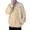 Graffiti Print Sweaters Mannen Korgen Gat Mode Merk Warme Trui Mens Oversized Casual Herfst Losse Koreaanse stijl Pullover 210524