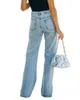 Summer Street Light Colored Jeans Jeans Slits sueltos Lavado Color Sólido Simple Versátil Cómodo Pantalones de mujer WS16 210708