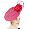 Cappelli da brima di brim splendidi donne grandi copricapo abito formale matrimoniale fedora berretto fiore moda fasinatore cappello fatto a mano Milli1896631