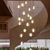Lustres De Luxe Lustre Moderne Éclairage Grand Escalier LED Cristal Luminaires En Acier Poli Lustre Suspendu Cristal