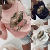 Long Sleeve Women Blouse And Tops Shirt Autumn Lips Letter Printed White Ladies Blouse For Female Tops Shirt O Neck Beading 210419
