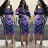 Multicolor Drukuj Nowość Bodycon Płaszcze Drwomen Letnie Z Długim Rękawem Długość Długość Dresses Elegant Slim Midi Robe Femme X0529