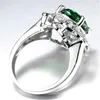Anéis de casamento elegante clássico prateado anel verde mulher feminina moda feminina luxuosa joalheria de dedos acessórios