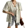 Дамы с короткими рукавами короткие вязаные кардиган круглые шеи блуза куртка лето корейская мода женская одежда 210520