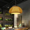 1Pc Classic Chandelier Decorative Woven Bamboo Light Rustic Loft Lamp Khaki Pendant Lamps303F