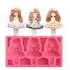 3 Girl Princess Shape Stampo in silicone Cioccolato Fondente Sapone Candy Stampi per dolci Cucina Strumenti per decorare torte K091 211110