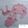 2/3 Piece Zestaw sportowy Zestaw jogi Kobiety Wysokiej talii Legginsy Fitness Bra Długi Rękaw Crop Top