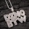 Hip Hop Custom Имя Багет Письмо подвесное ожерелье с веревочной цепью Золотое серебряное сияние цирконие