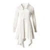 Dorywczo sukienki Nieregularne brzeg dla kobiet Lapel z długim rękawem Wysoka talia asymetryczna biała wiosna suknia kobieta moda