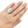 Bröllopsringar Charm Kvinna Vit Kristallsten Ring Set Lyxig Stor Silver Färg för Kvinnor Vintage Bridal Square Engagement