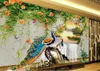 Personalizza il muro di sfondo stereoscopico HD di arte del marmo della carta da parati 3D del pavone per la decorazione domestica del salone e della camera da letto