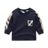 Vår Höst Baby Boys Tjejer T-shirts Söt Kids Plaid Långärmad T-tröja Childern Bomull Casual Shirt Child Pullover