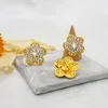 Brincos Colar Gold Color Crystal Jewelry Conjuntos para mulheres Africano Bridal Wedding presentes festa pulseira anel jóias conjunto