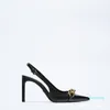 Chaussures Habillées Femmes Printemps Automne Sandales Noires Avec Des Arcs Et Bout Pointu Stiletto Talons Hauts Simple Slingback