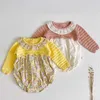 Pastoral Syle Kids Sweaters Sisters Clothes Mathcing Knitted Knit Flowers Dress Baby Girls Rompers Party 211011