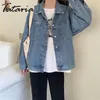 Jean Jacket Women Coats Plus Size Jeans Denim Coat Patchwork Koreansk Casual Loose Spring Kvinna Outwear 210514