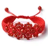 Браслет ручной работы натуральные красные драгоценные камни Браслеты для женщин для женщин наплетение Регулируемая резьба пояса, счастливый ювелирные изделия Pulseiras