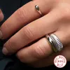 100% 925 Sterling Silver European Hiphop Géométrie Circulaire Punk Anneaux Ouverts Pour Femme Index Doigt Accessoires Anneau Jewerly Cadeau