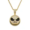 Iced Out Jack Skellington Halloween Cosplay Necklace & Pendant With 4mm Tennis Chain Gold Silver Color CZ Hip Hop Rock Jewelry