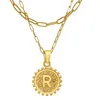 18k oro in oro sfondata a strati per la stratifica clip collana in acciaio inossidabile in acciaio personalizzato Lettera iniziale Neckara