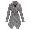 Women039s Jackets Autumn Winter Jacket Stäng av kragebeläggning Bältet Wool Blend Asymmetric Hem Wrap Solid Color D33759490