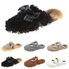 newly autumn winter womens slippers metal chain all inclusive wool slipper for women White outer wear plus big size Muller half drag shoes