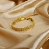 Звено-цепочка-браслет-скрепка золотого цвета из нержавеющей стали, прямоугольное звено, кабель, изысканное многослойное украшение для женщин и девочек, Jewelry229z