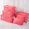 Sacs de rangement Ensemble de 6 pièces Cubes d'emballage Grande capacité Bagages de voyage Maquillage Vêtements Organisateur de tissu Trousse de toilette Cosmétique Nécessaires