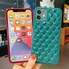 Full Luxury Glitter Fashion Diamond Cases Lambskin Lattice Camera Protective Candy Color Bumper Shockproof For iPhone 13 12 Mini 11 Pro Max XR XS X 8 7 Plus