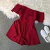 Kadın Tulumlar Tulum Kadınlar Tulum Playsuits Kadın Yaz 2021 Giyim Seksi Casual Beyaz Pembe Şarap Kısa Kollu Şifon