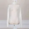2021 Fall Fashion Women's Tshirt Solid Long Sleeve Turtleneck Tops Ladies Tight Bottom See Through Sexy T shirt clothing H1230