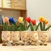 35 CM Realistyczne Tulipanowe Rośliny Soczyste Pluszowe Nadziewane Dekoracji Zabawki Miękki Regał Decor Lalki Doniczkowe Kwiaty Poduszki Dla Dziewczyn Prezent LA246