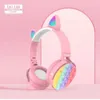 CT-950 fones de ouvido sem fio Bubble Fidget Cute gato orelha fones de ouvido bluetooth estéreo fone de ouvido aliviar estresse arco-íris bolhas fone de ouvido