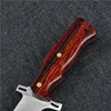 1 PCS Top Quality Survival Straight Faca D2 Satin Drop Point Lâminas Full Tang Rosewood Lidar com facas de lâmina fixa com bainha de couro