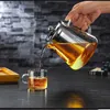 Good Clear Borosilicate Glass Teapot With 304 Stainless Steel Infuser Strainer Heat Coffee Tea Pot Tool Resistant Kettle Set 210621