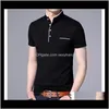 Tees s Mens Apparel Drop Leverans 2021 Sommar Mode Varumärke Kläder Tshirt Svart Solid Färg Slim Fit Short Sleeve T Shirt Män Mandarin Co