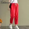 Sarouel Femmes D'été Lâche Classique Blanc Taille Haute Coton Lin Solide Veau-longueur Rose Crayon Pantalon 210514